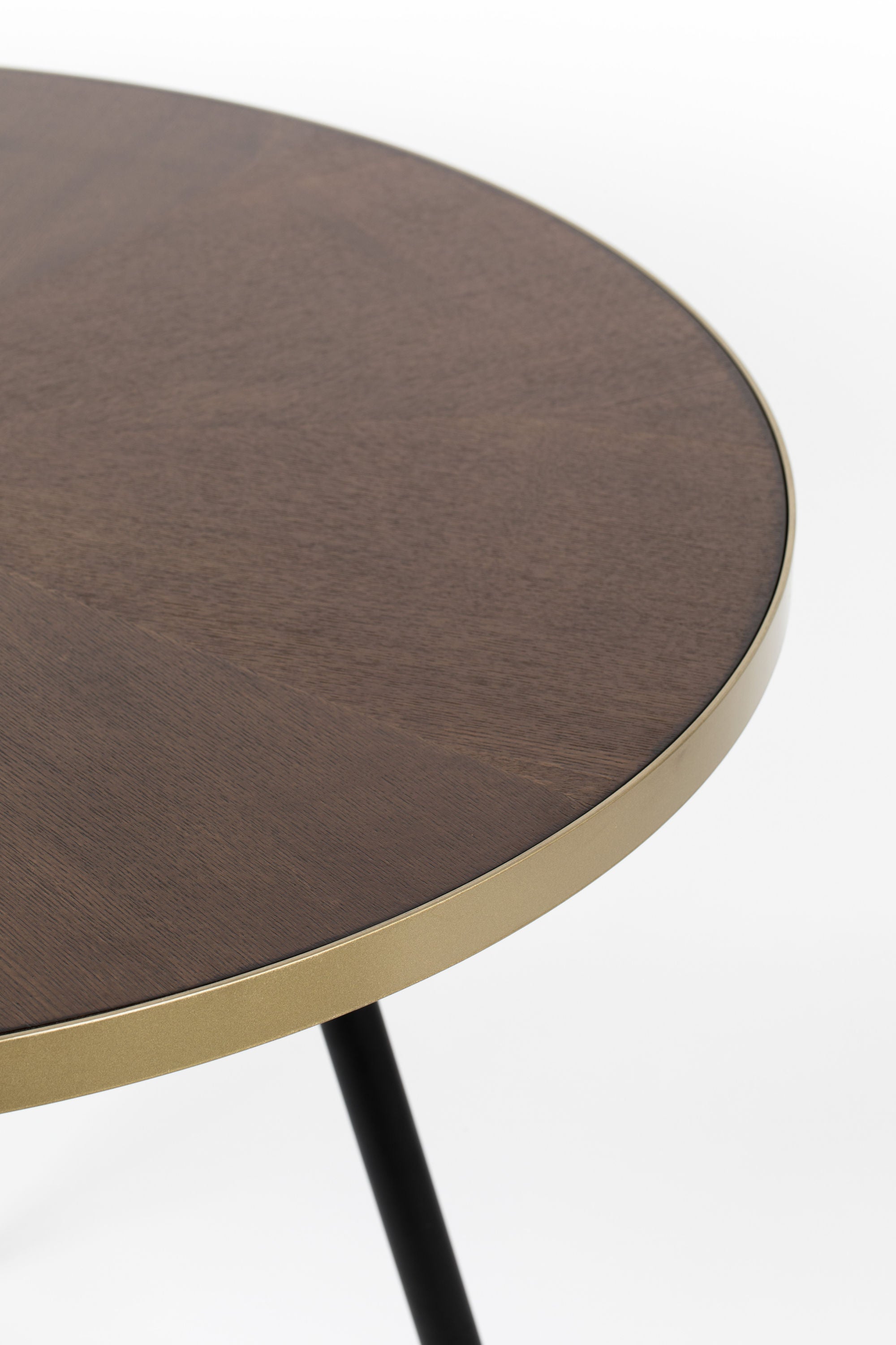 Denise Brown Wood & Gold Round Dining Table